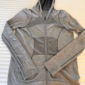 Zella Heather Gray Zip-Up Hooded Performance Jacket